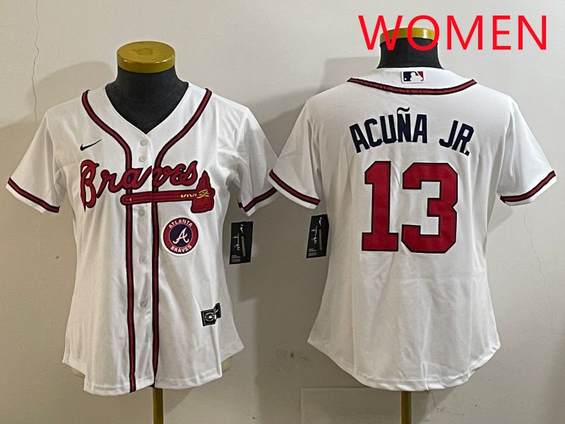 Women Atlanta Braves #13 Acuna jr White Game 2025 Nike MLB Jersey style 6